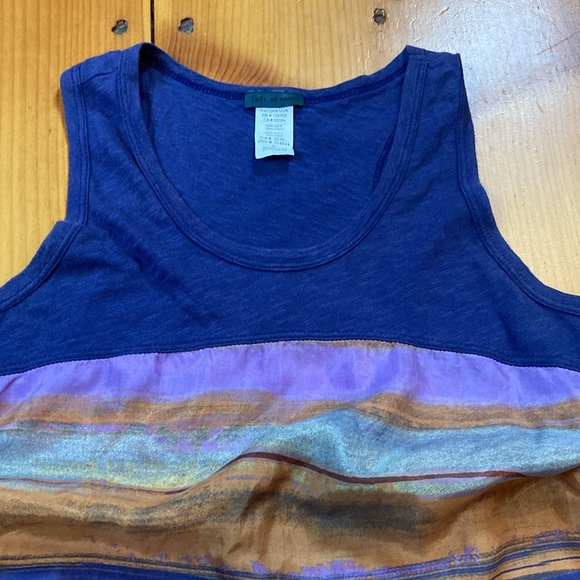 LEFT OF CENTER S Silk Tank Top w/Contrasting Cotton Material Mixed Media - Picture 4 of 4